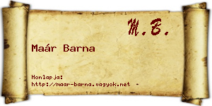 Maár Barna névjegykártya